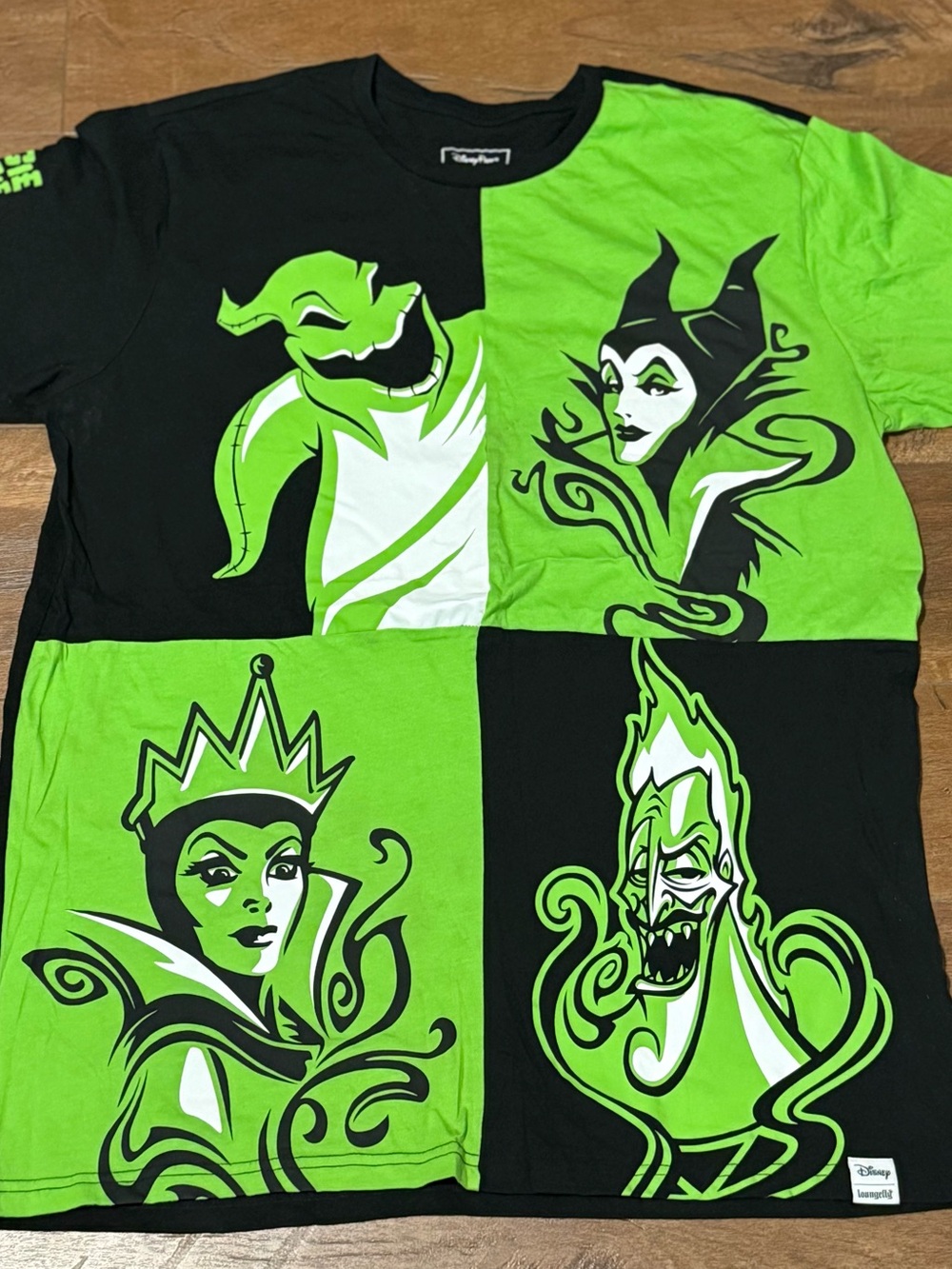 Disney Men's Villains Block Graphic Tee - Neon Green & Black
